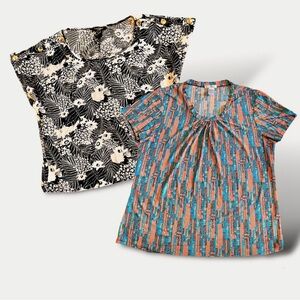 2 Pieces Print Pullover Tops Emily Stacy & Love Cameron 3X